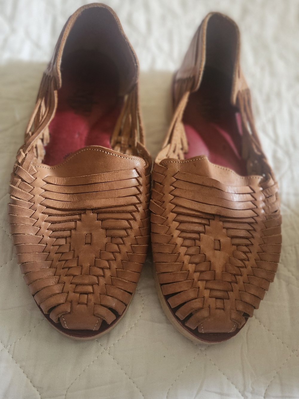 Woven Leather Moccasin Flats in Brown